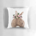 Precious baby rabbit with a flower crown, soft and fluffy bunny tail in a floral, woodland-inspired nursery art print