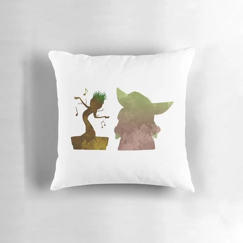 Soft, plush pillow featuring a silhouette of a cute baby, inspired by characters from Star Wars and Marvel