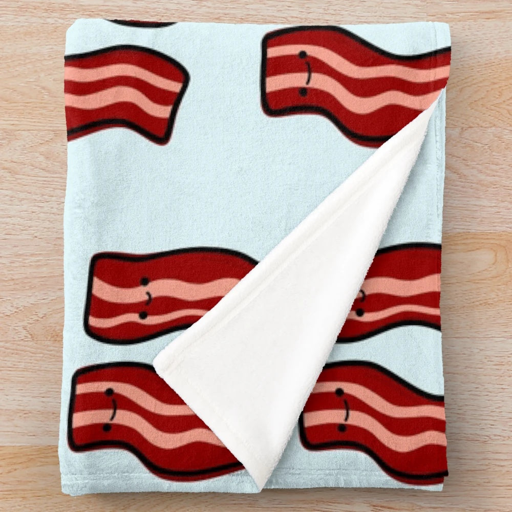Cute bacon-shaped plush blanket for a cozy, breakfast-themed decor
