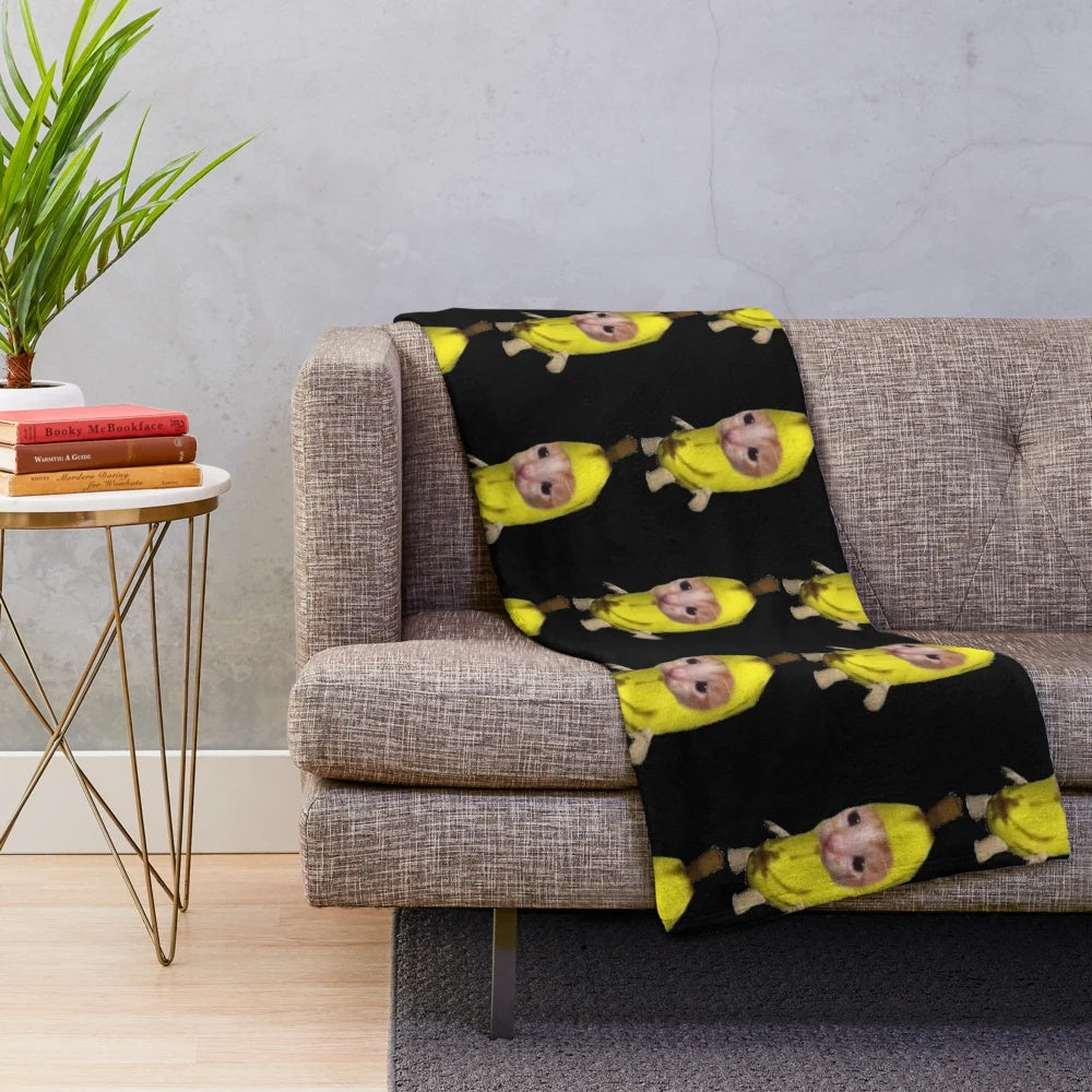 Soft and cuddly banana cat plush blanket
