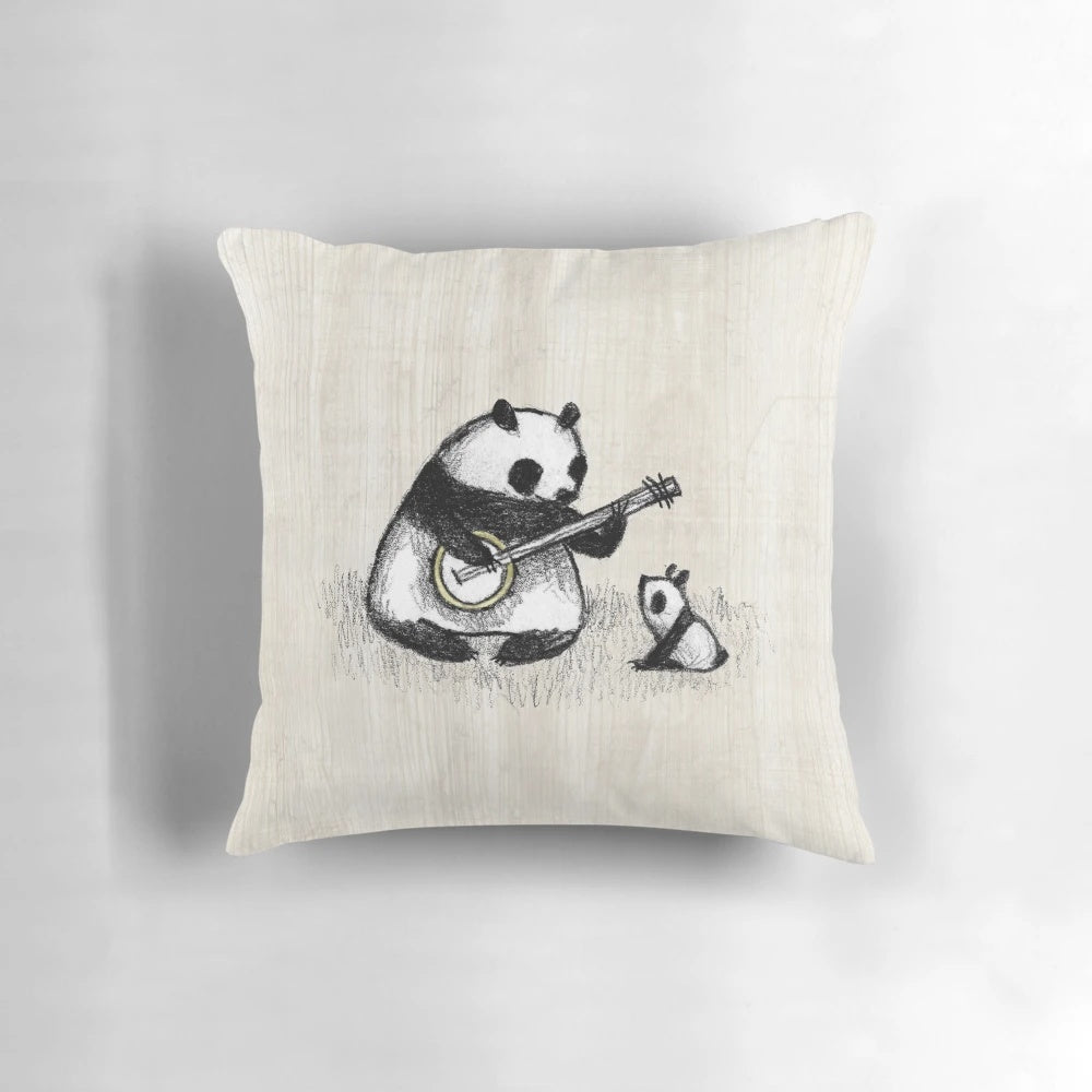 Soft, cuddly banjo-playing panda bear plush toy