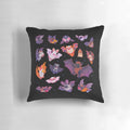 Dark-colored bat-themed decorative pillow for spooky home decor
