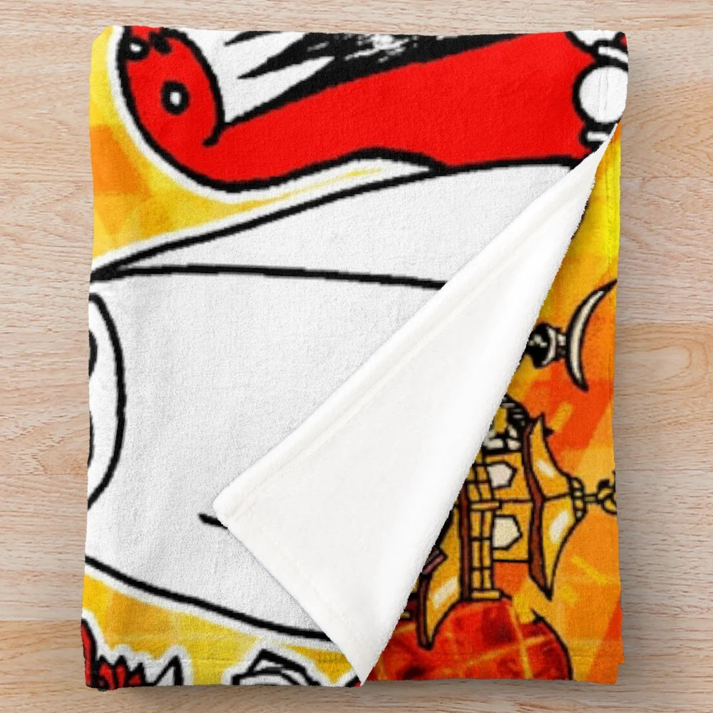 Battle Cats inspired plush blanket with cute anime-style cat design