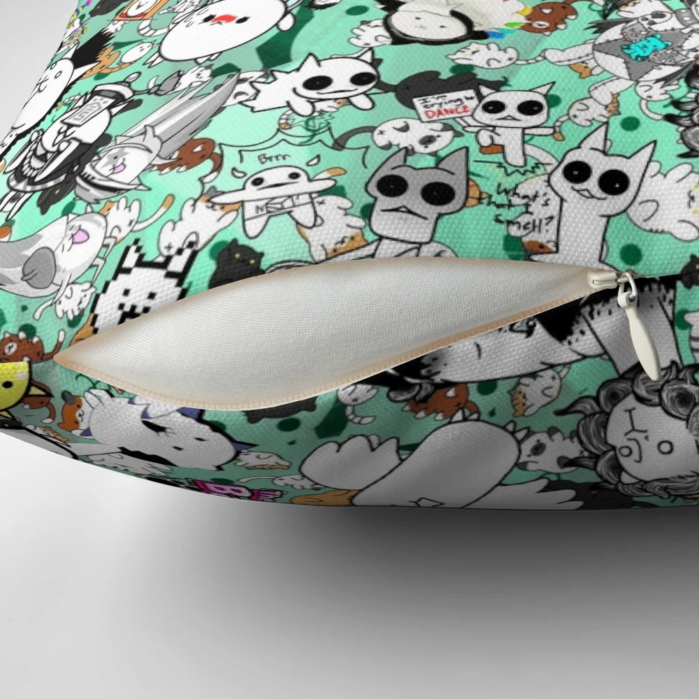 A soft and cozy plush pillow featuring the popular Battle Cats characters