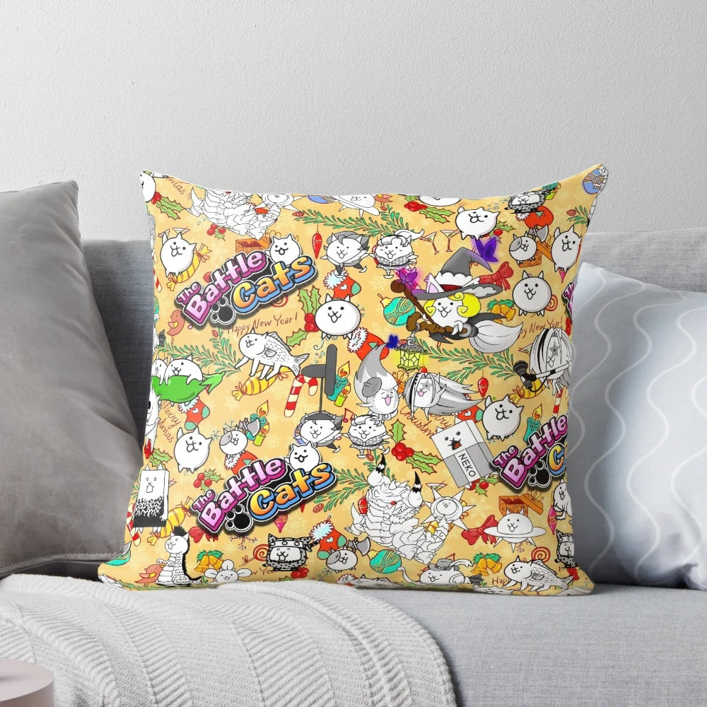 Battle Cats Pillow - Soft, Plush Kawaii Cat Merchandise for Mobile Game Lovers