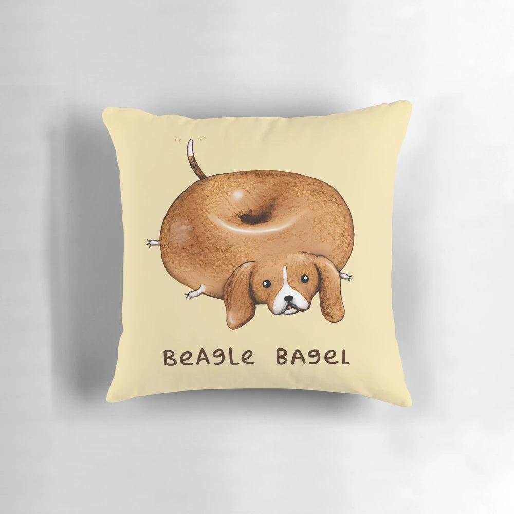 Illustrated Beagle Bagel Pillow - Cute and Whimsical Dog Breed Home Accent