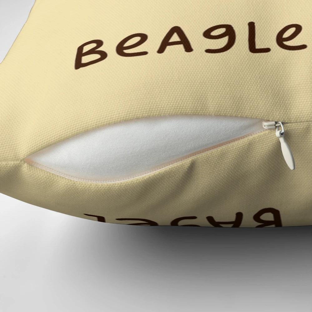 Illustrated Beagle Bagel Pillow - Cute and Whimsical Dog Breed Home Accent