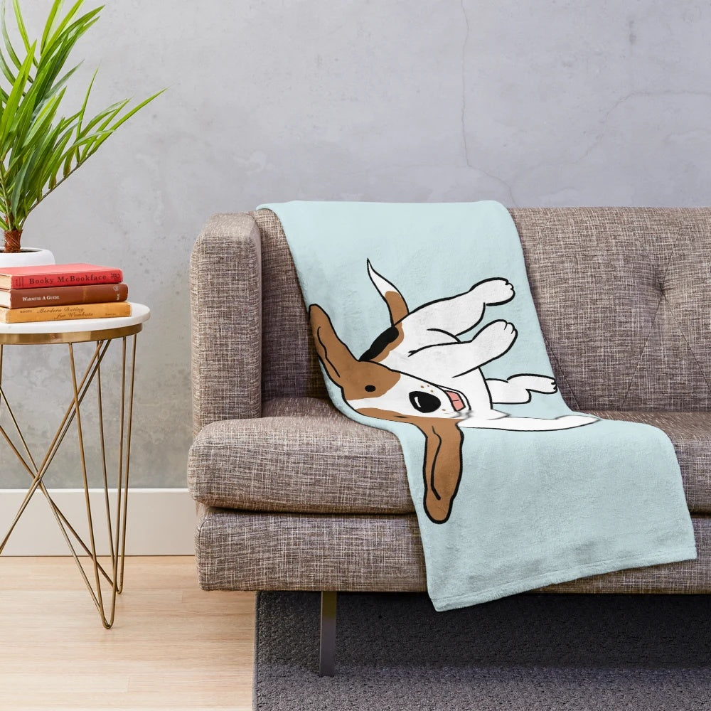 Cute cartoon beagle dog printed on a soft and plush blanket