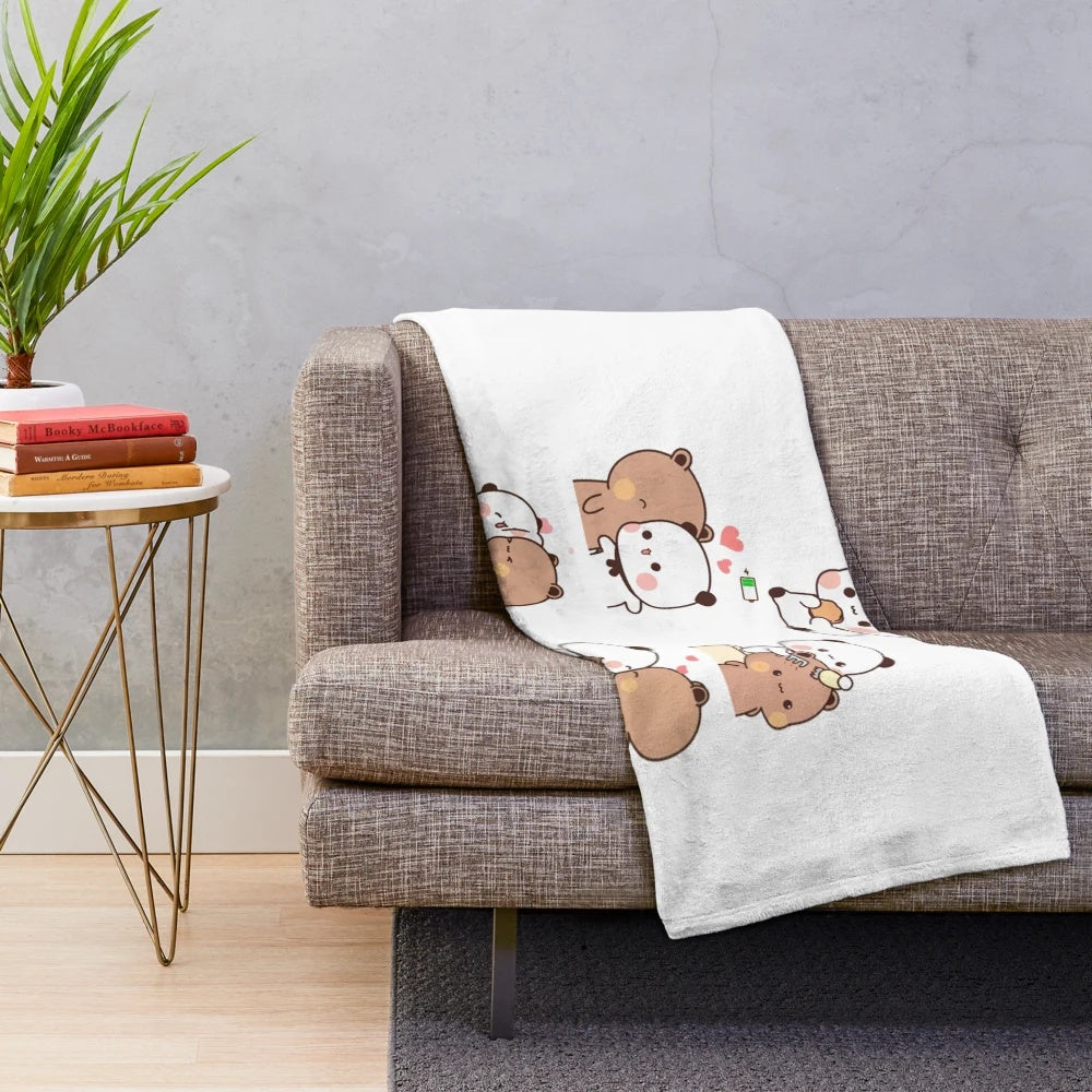 Bubu dudu balloon plush bear and panda blanket