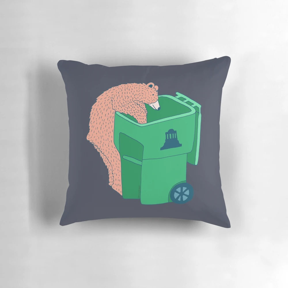 Soft, plush bear trash can pillow with cute, whimsical design