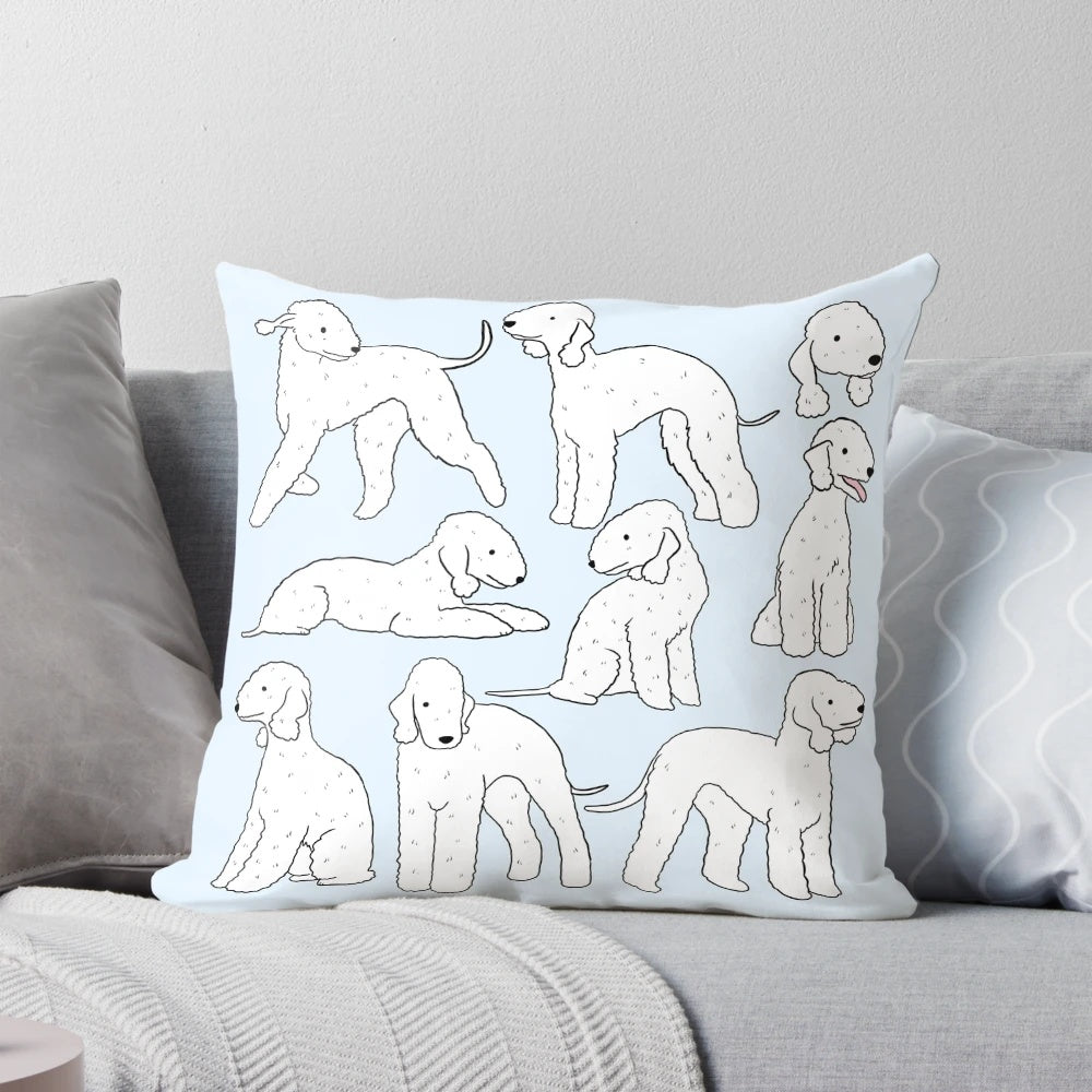 Soft, plush pillow featuring a cute and cozy Bedlington Terrier dog breed design.