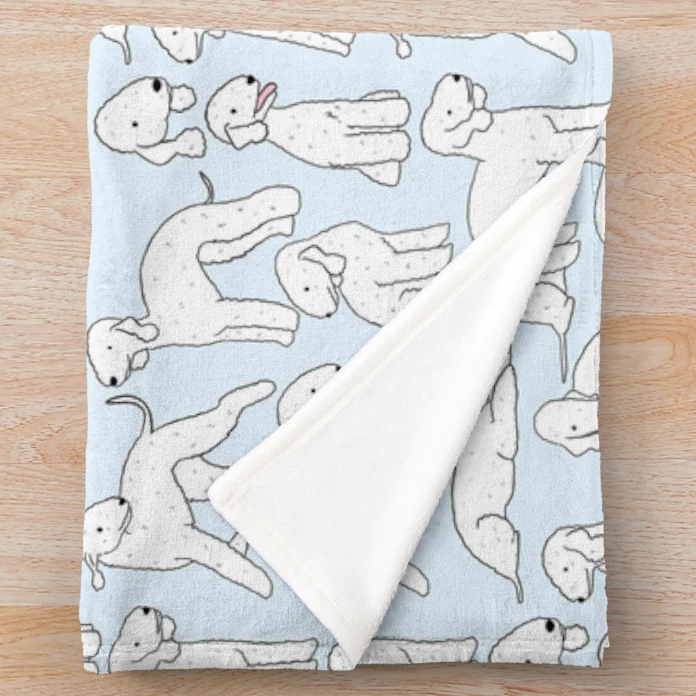 Bedlington Terrier dog breed plush blanket with cute cartoon dog pattern