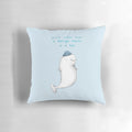 A soft, plush pillow featuring the adorable face of a beluga whale.