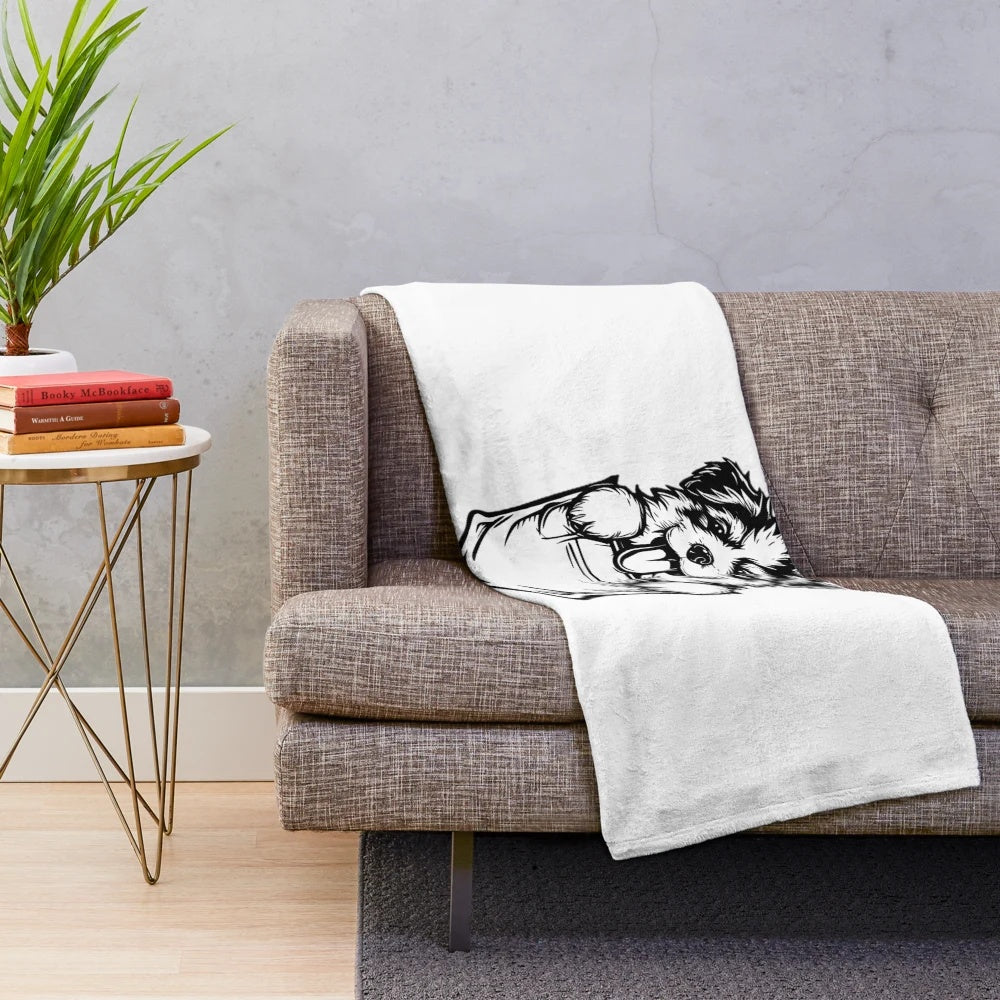 Bernedoodle puppy graphic plush blanket