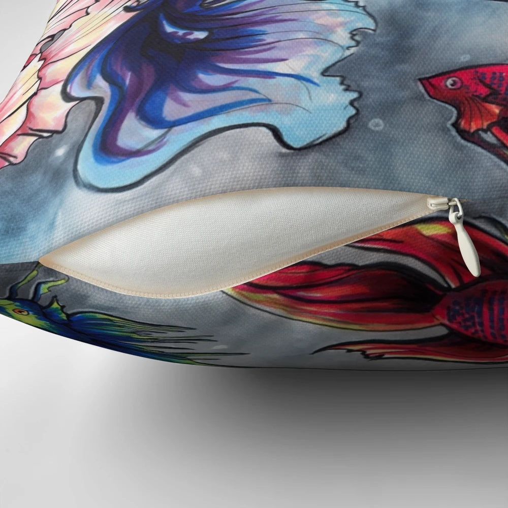 Soft, plush betta fish pillow with realistic details and vibrant colors