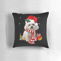Soft, plush Bichon Frise Christmas pillow with cute holiday design