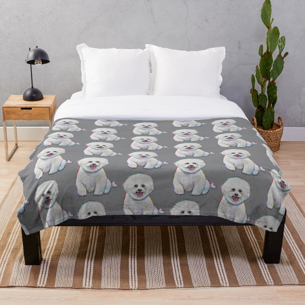 Soft and cuddly bichon frise plush blanket