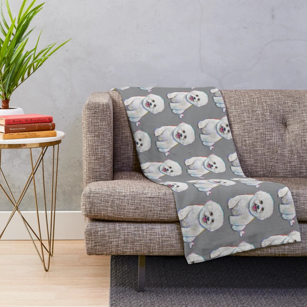 Soft and cuddly bichon frise plush blanket