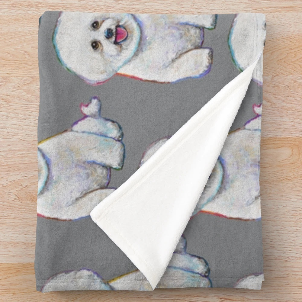 Soft and cuddly bichon frise plush blanket