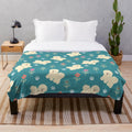 Bichon Frise plush blanket with colorful floral pattern