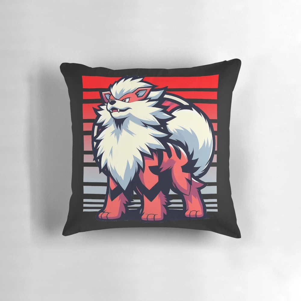 Oversized dog pillow featuring popular Pokemon characters like Pikachu, Charizard, and Snorlax