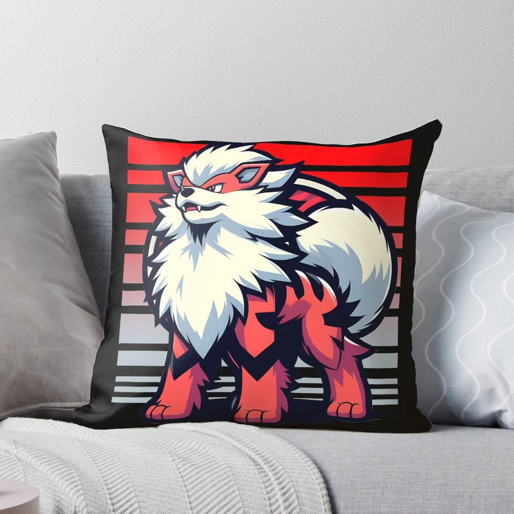 Oversized dog pillow featuring popular Pokemon characters like Pikachu, Charizard, and Snorlax