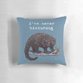 Soft, plush pillow featuring a playful illustration of a binturong, also known as a bearcat, with the text "Never Wrong