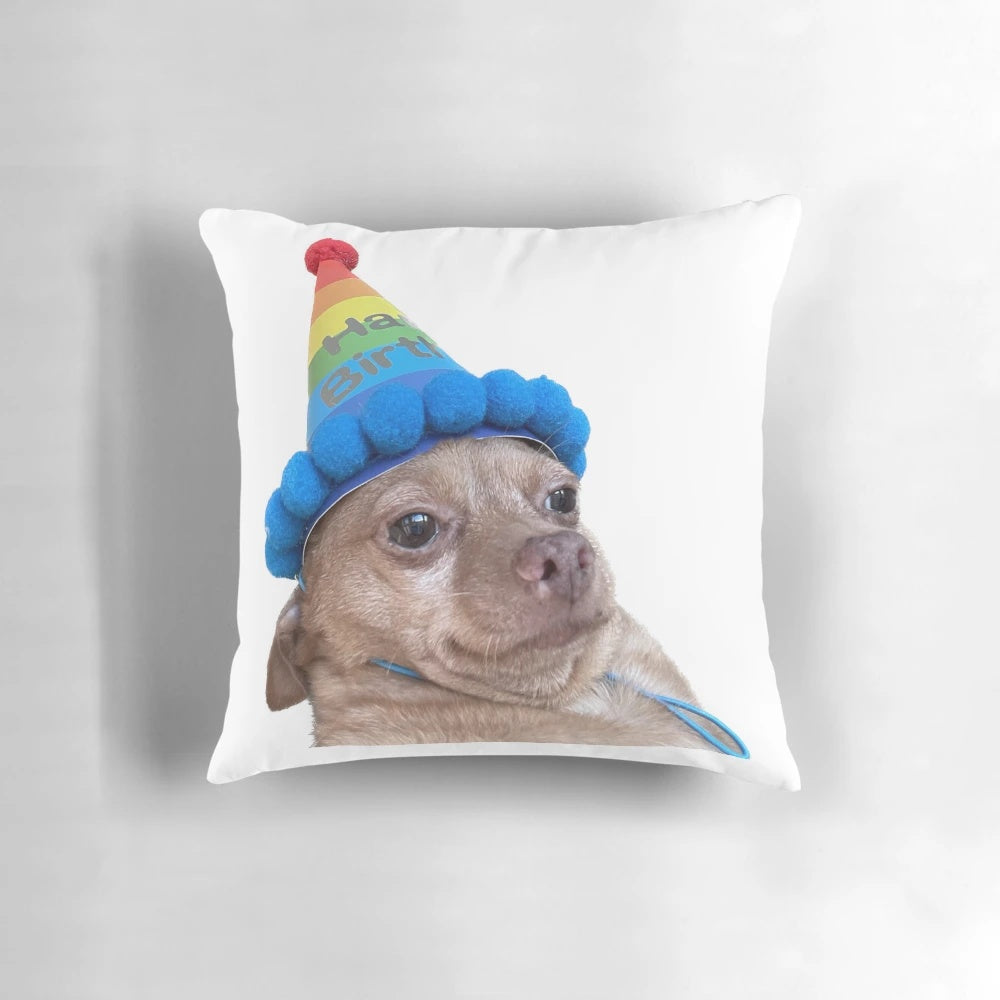 Soft and cuddly birthday mouse pillow, perfect for adding a cozy touch to any bedroom.