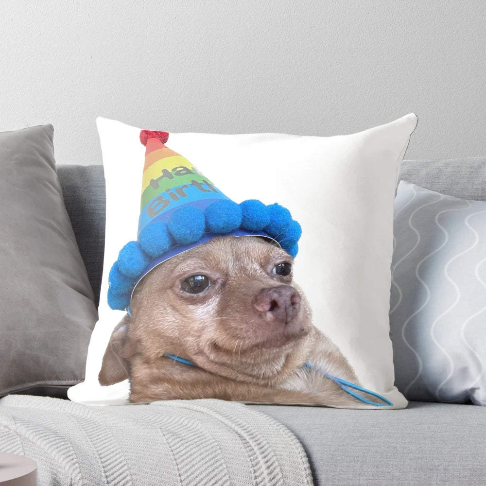Soft and cuddly birthday mouse pillow, perfect for adding a cozy touch to any bedroom.