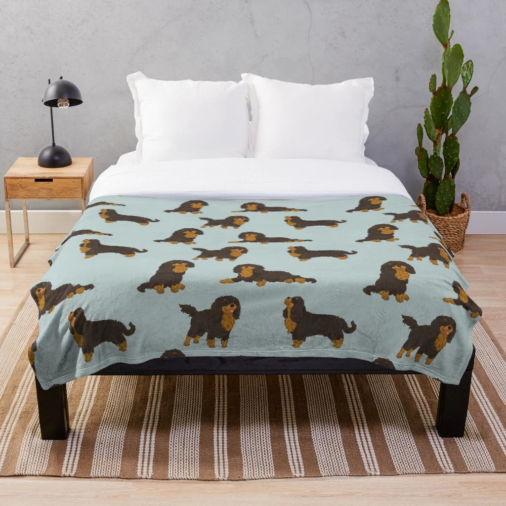 Black and tan Cavalier King Charles Spaniel dog plush blanket