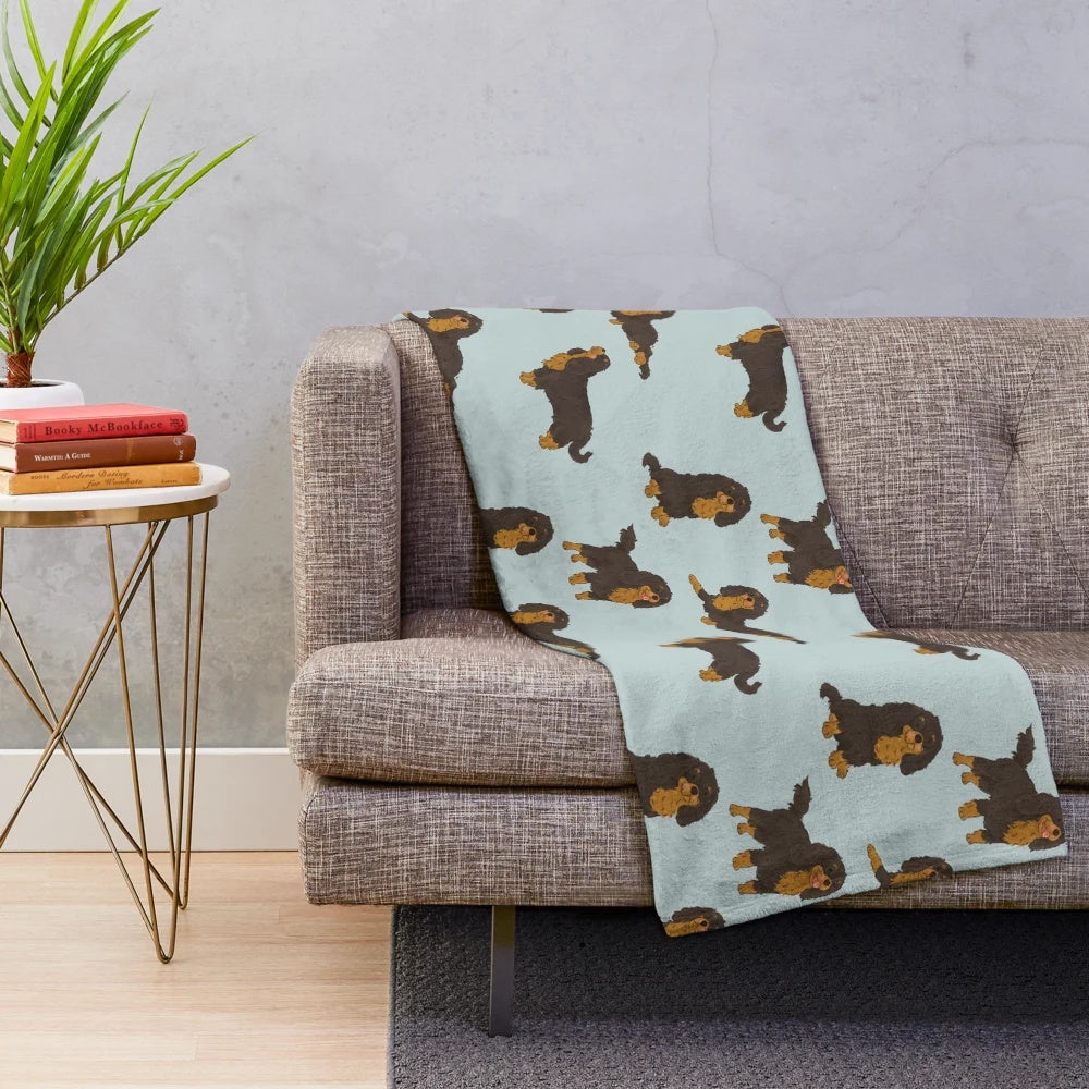 Black and tan Cavalier King Charles Spaniel dog plush blanket