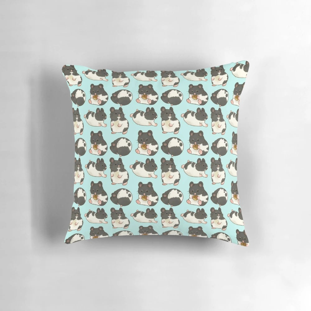 Cozy black and white hamster pattern decorative pillow for animal lovers