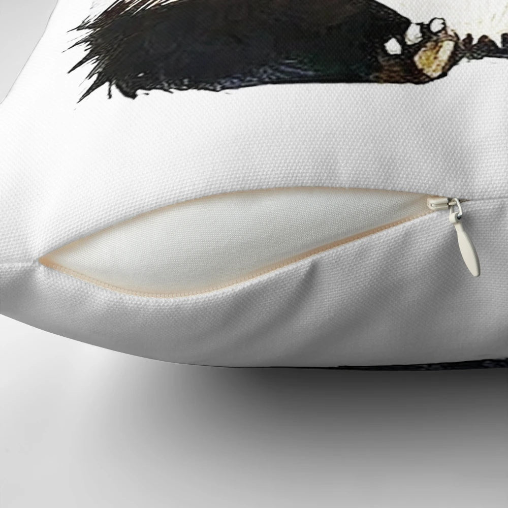 Charming panda drawing printed on a soft, plush pillow