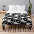 Cute black and white pomeranian dog plush blanket