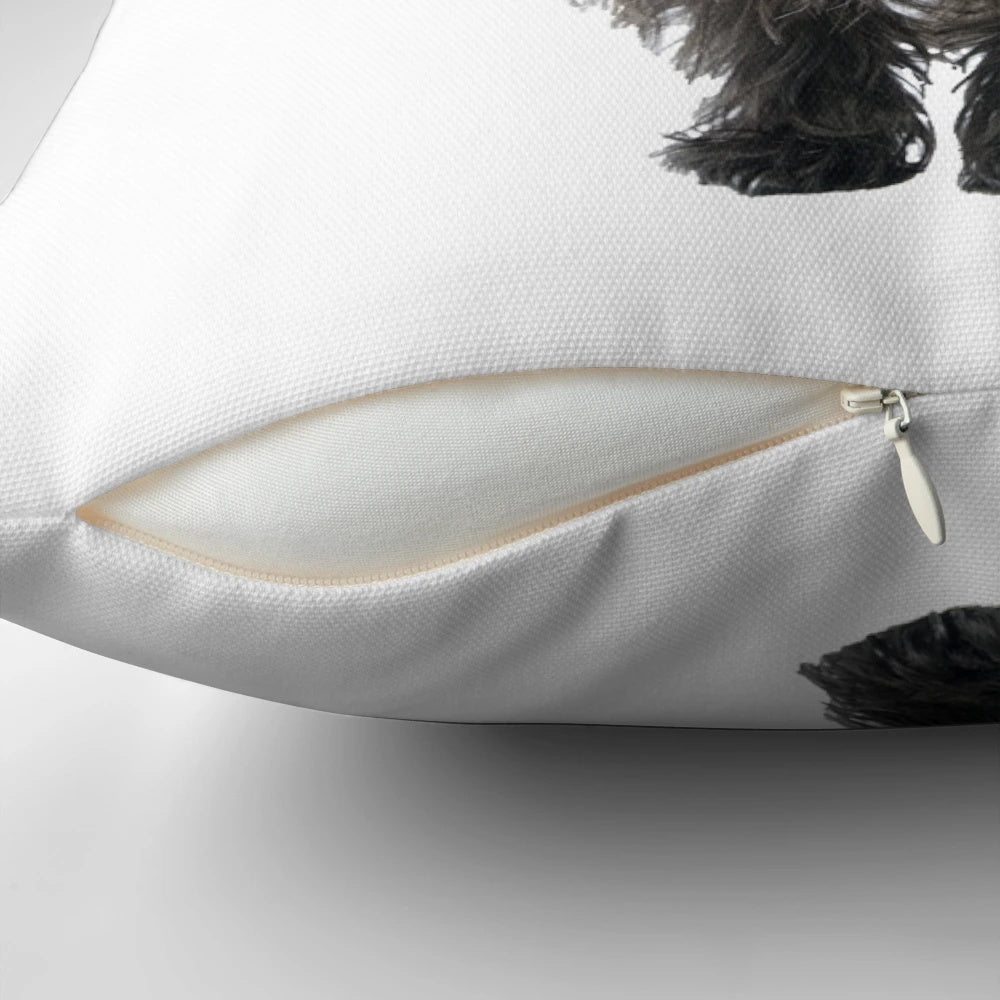 A cozy black cairn terrier dog pillow for dog owners and lovers