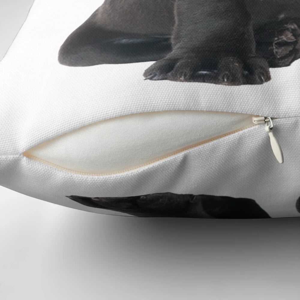Soft, plush Cane Corso puppy pillow with realistic black fur design