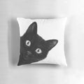 Cozy black cat graphic decorative throw pillow