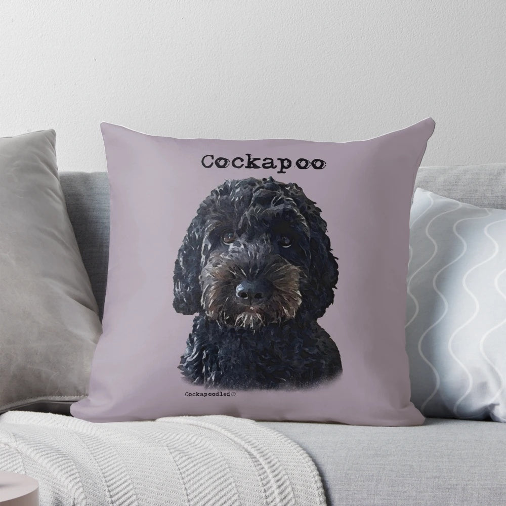 Cozy black cockapoo dog pillow with doodle design for cockapoo owners and doodle dog enthusiasts