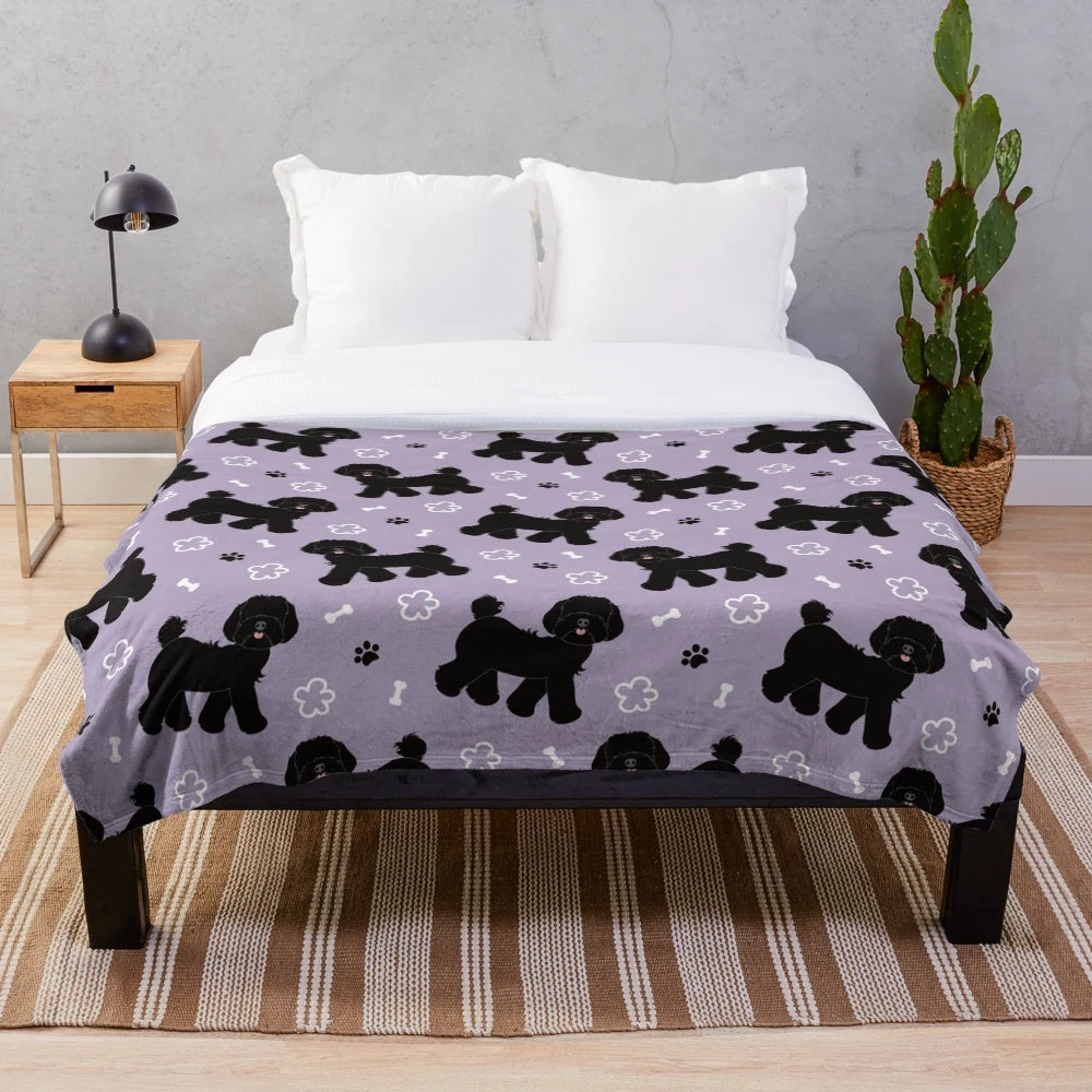 Soft and cozy black maltipoo moodle dog plush blanket