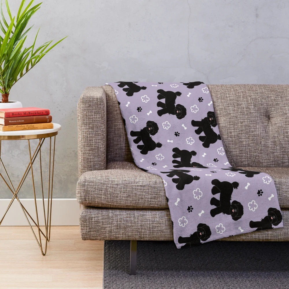 Soft and cozy black maltipoo moodle dog plush blanket