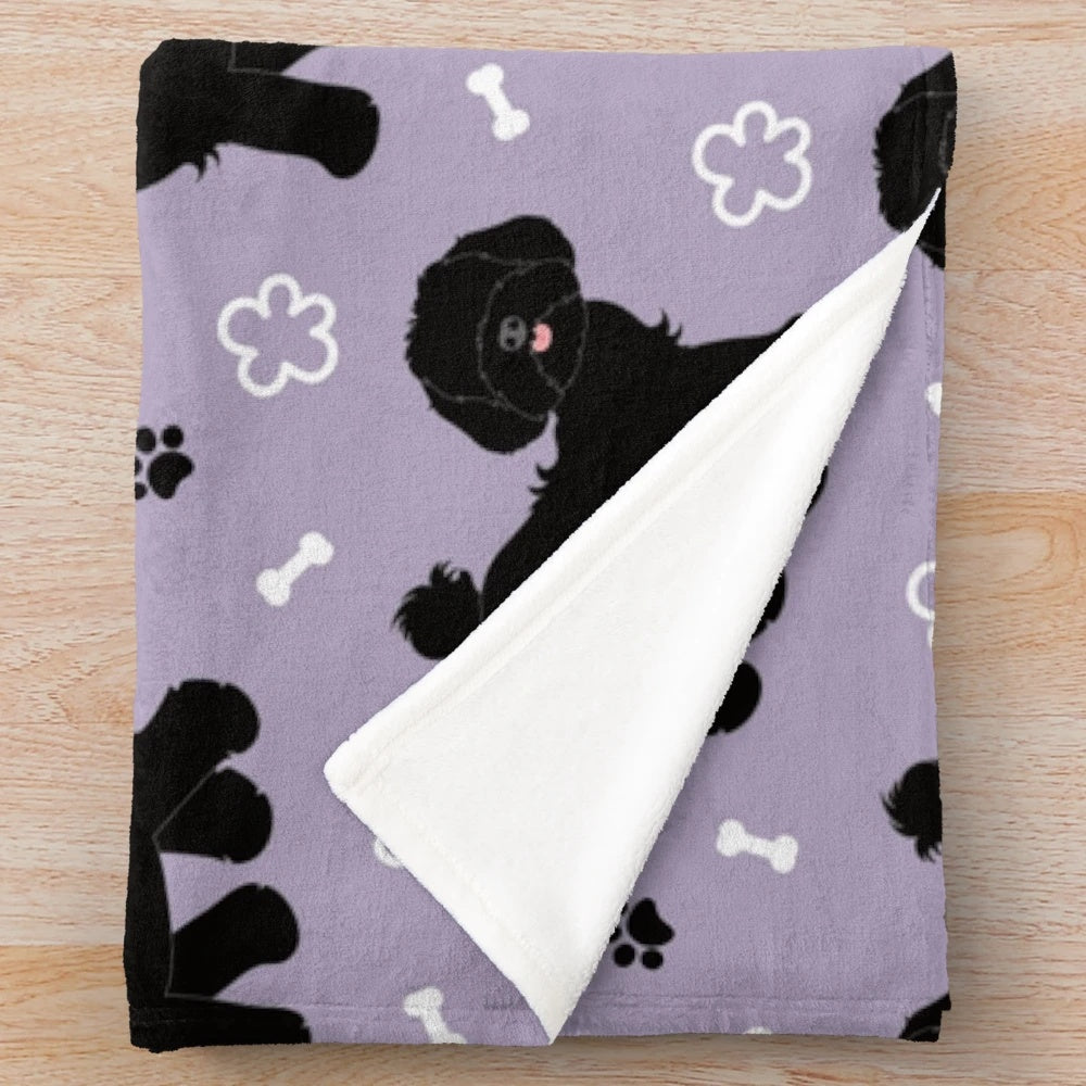 Soft and cozy black maltipoo moodle dog plush blanket