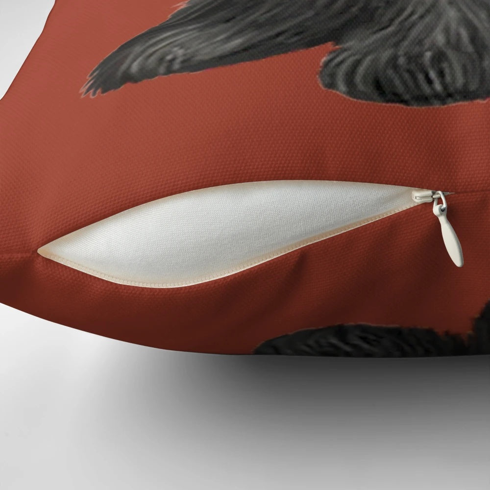 Cute and cuddly black shih tzu cartoon illustration on a pillow