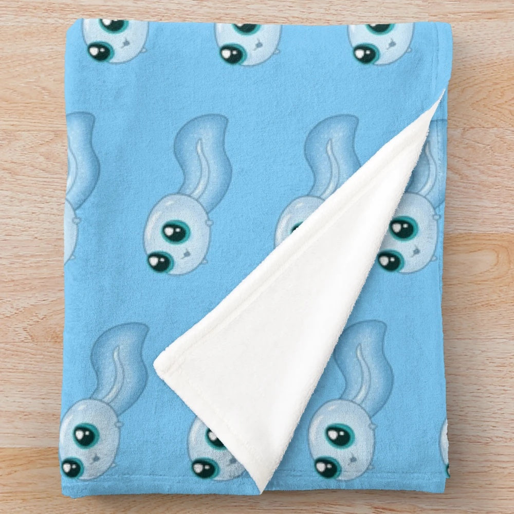 Blue tadpole plush blanket