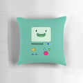 Cute BMO character from the TV show Adventure Time sitting and waving on a plush pillow