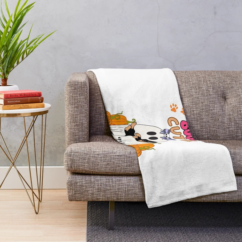 Cute ghost and puppy plush blanket for Halloween