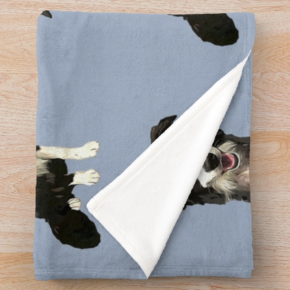 Soft and cozy border collie cartoon dog plush blanket