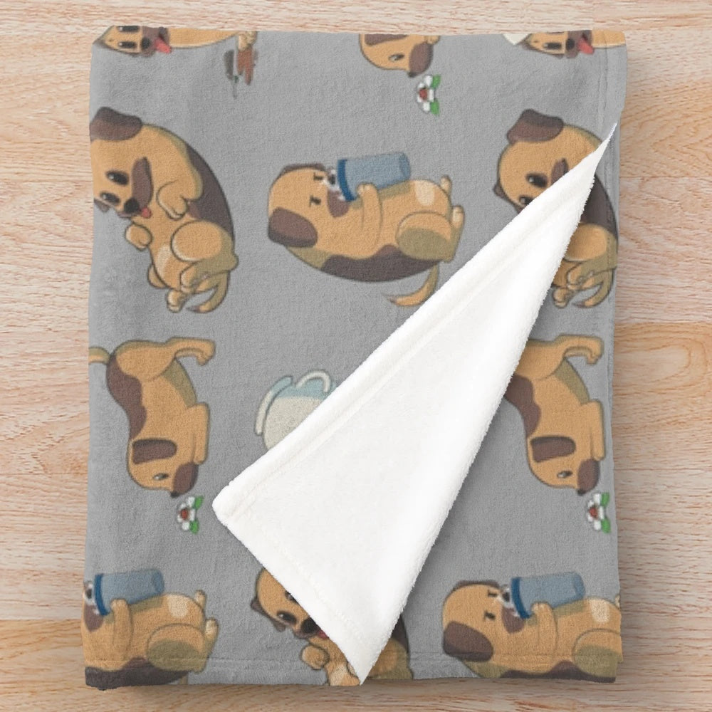 Cute border terrier pattern plush blanket