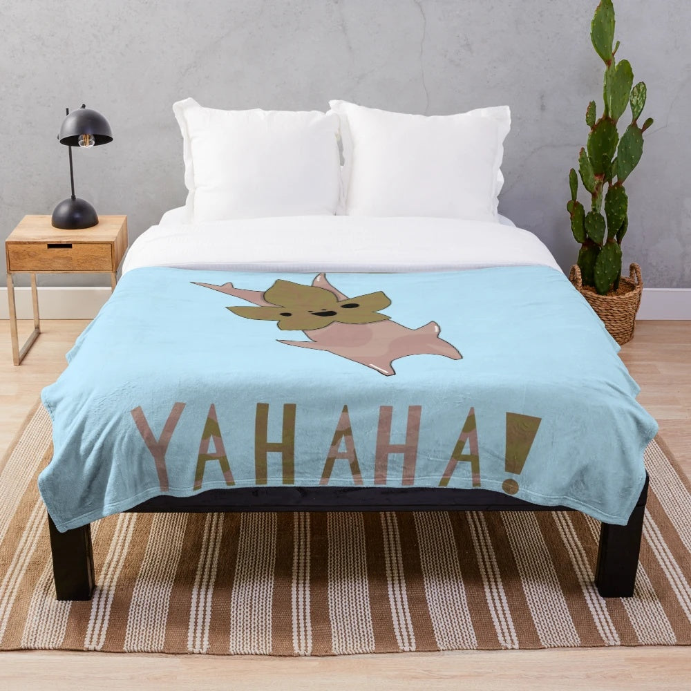 Cozy BOTW Korok plush blanket featuring the beloved Zelda character