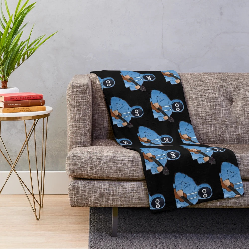 Plush blanket featuring a cute anime-style boy playing the ukulele