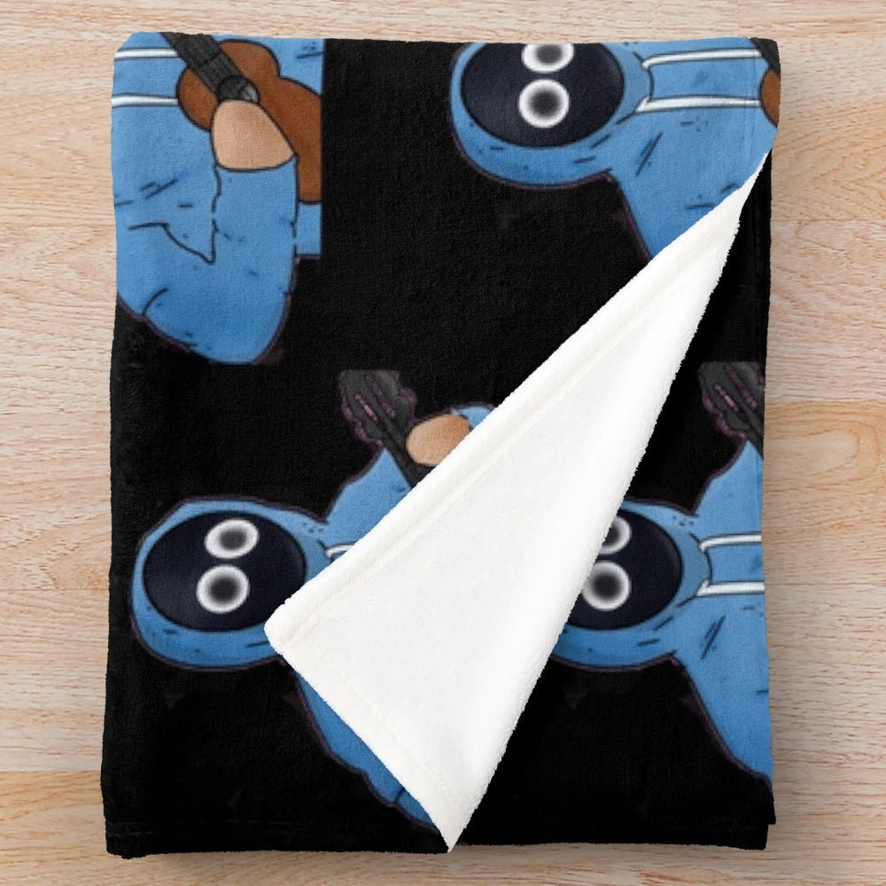 Plush blanket featuring a cute anime-style boy playing the ukulele